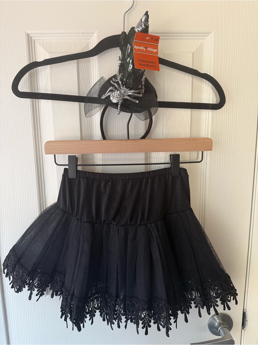 Black Tulle Lace Skirt with Witch Hat Headband (NWT)